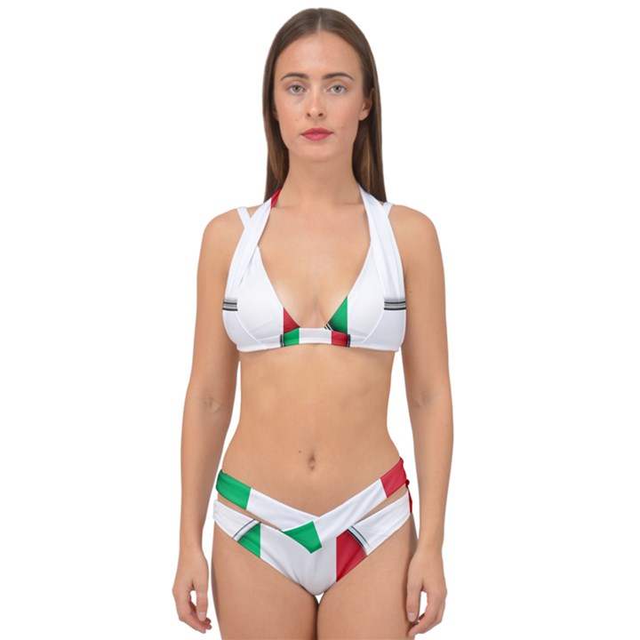 Italy Country Nation Flag Double Strap Halter Bikini Set