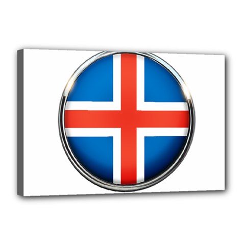 Iceland Flag Europe National Canvas 18  X 12  by Nexatart