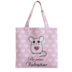 Cute Mouse - Valentines Day Zipper Grocery Tote Bag by Valentinaart