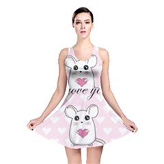 Cute Mouse - Valentines Day Reversible Skater Dress by Valentinaart