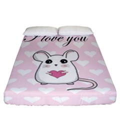 Cute Mouse - Valentines Day Fitted Sheet (california King Size)