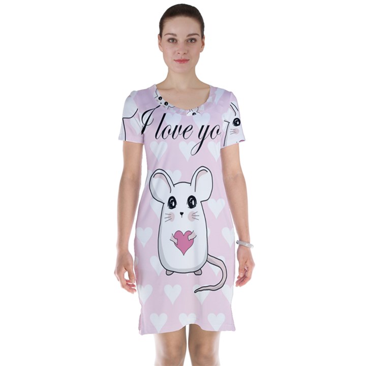 Cute mouse - Valentines day Short Sleeve Nightdress