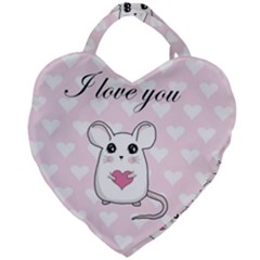 Cute Mouse - Valentines Day Giant Heart Shaped Tote by Valentinaart