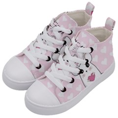 Cute Mouse - Valentines Day Kid s Mid-top Canvas Sneakers by Valentinaart