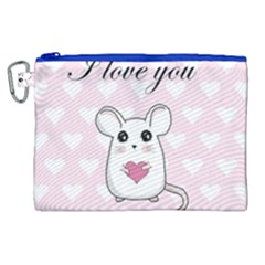 Cute Mouse - Valentines Day Canvas Cosmetic Bag (xl) by Valentinaart