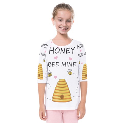 Bee Mine Valentines Day Kids  Quarter Sleeve Raglan Tee by Valentinaart