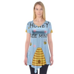 Bee Mine Valentines Day Short Sleeve Tunic  by Valentinaart