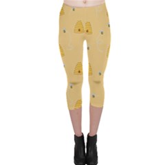 Bee Pattern Capri Leggings  by Valentinaart