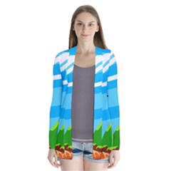 Landscape Background Nature Sky Drape Collar Cardigan by Nexatart