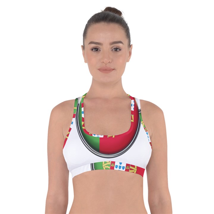 Portugal Flag Country Nation Cross Back Sports Bra