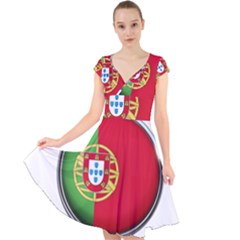 Portugal Flag Country Nation Cap Sleeve Front Wrap Midi Dress