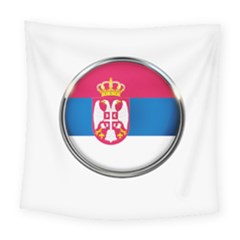 Serbia Flag Icon Europe National Square Tapestry (large) by Nexatart