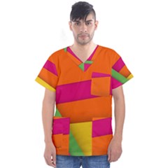 Background Abstract Men s V-neck Scrub Top