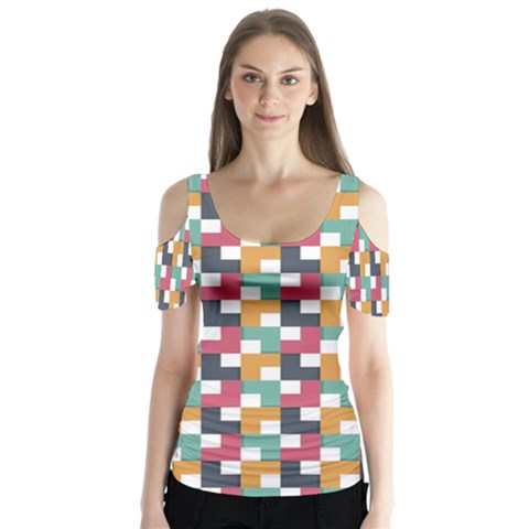 Background Abstract Geometric Butterfly Sleeve Cutout Tee  by Nexatart