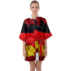 Germany Map Flag Country Red Flag Quarter Sleeve Kimono Robe