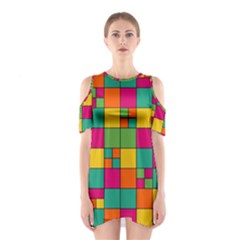 Squares Abstract Background Abstract Shoulder Cutout One Piece