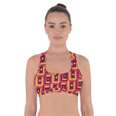 3 D Squares Abstract Background Cross Back Sports Bra