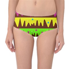 Illustration Abstract Graphic Mid-waist Bikini Bottoms