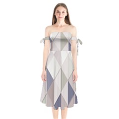 Background Geometric Triangle Shoulder Tie Bardot Midi Dress