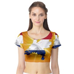 Holland Country Nation Netherlands Flag Short Sleeve Crop Top by Nexatart