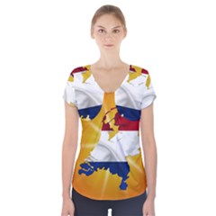 Holland Country Nation Netherlands Flag Short Sleeve Front Detail Top by Nexatart