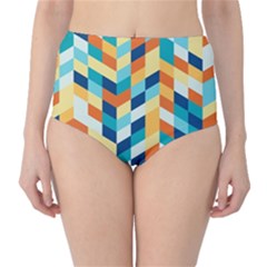 Geometric Retro Wallpaper High-waist Bikini Bottoms by Nexatart