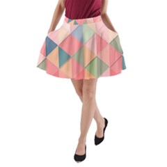 Background Geometric Triangle A-line Pocket Skirt by Nexatart