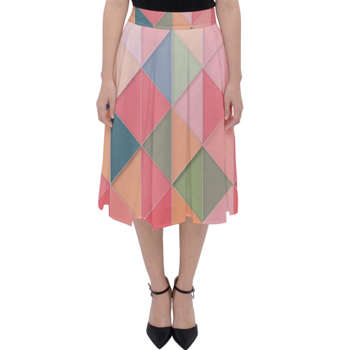 Background Geometric Triangle Folding Skater Skirt