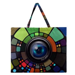 Lens Photography Colorful Desktop Zipper Large Tote Bag by Nexatart
