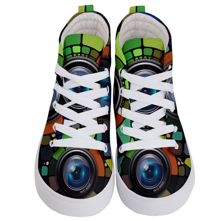 Lens Photography Colorful Desktop Kid s Hi-Top Skate Sneakers