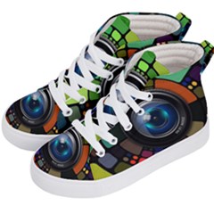 Lens Photography Colorful Desktop Kid s Hi-top Skate Sneakers by Nexatart