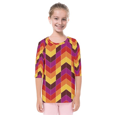 Geometric Pattern Triangle Kids  Quarter Sleeve Raglan Tee by Nexatart