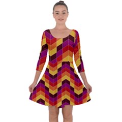 Geometric Pattern Triangle Quarter Sleeve Skater Dress by Nexatart