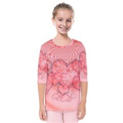 Heart Love Friendly Pattern Kids  Quarter Sleeve Raglan Tee