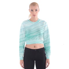 Blue Texture Seawall Ink Wall Painting Cropped Sweatshirt