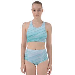 Blue Texture Seawall Ink Wall Painting Racer Back Bikini Set by Nexatart