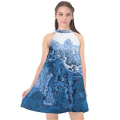 Water Nature Background Abstract Halter Neckline Chiffon Dress 