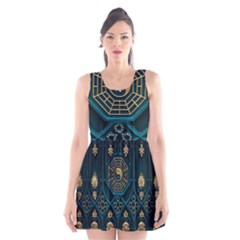 Ying Yang Abstract Asia Asian Background Scoop Neck Skater Dress