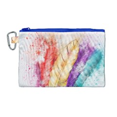 Feathers Bird Animal Art Abstract Canvas Cosmetic Bag (large)