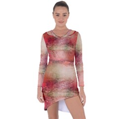 Background Art Abstract Watercolor Asymmetric Cut-out Shift Dress