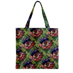 Background Square Flower Vintage Zipper Grocery Tote Bag by Nexatart