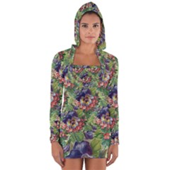 Background Square Flower Vintage Long Sleeve Hooded T-shirt by Nexatart