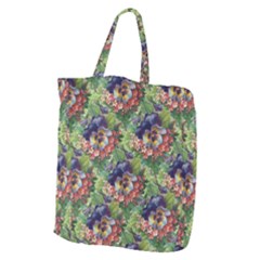 Background Square Flower Vintage Giant Grocery Zipper Tote