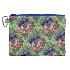 Background Square Flower Vintage Canvas Cosmetic Bag (xl)