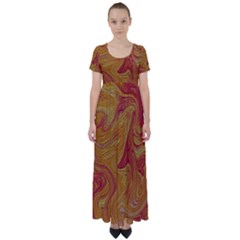 Texture Pattern Abstract Art High Waist Short Sleeve Maxi Dress