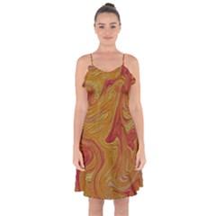 Texture Pattern Abstract Art Ruffle Detail Chiffon Dress