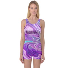 Abstract Art Texture Form Pattern One Piece Boyleg Swimsuit by Nexatart