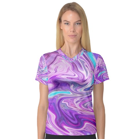 Abstract Art Texture Form Pattern V-neck Sport Mesh Tee by Nexatart