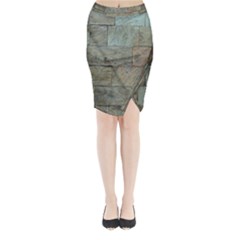 Wall Stone Granite Brick Solid Midi Wrap Pencil Skirt by Nexatart