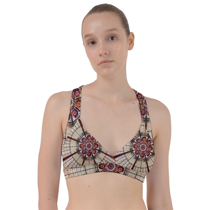 Pattern Round Abstract Geometric Sweetheart Sports Bra